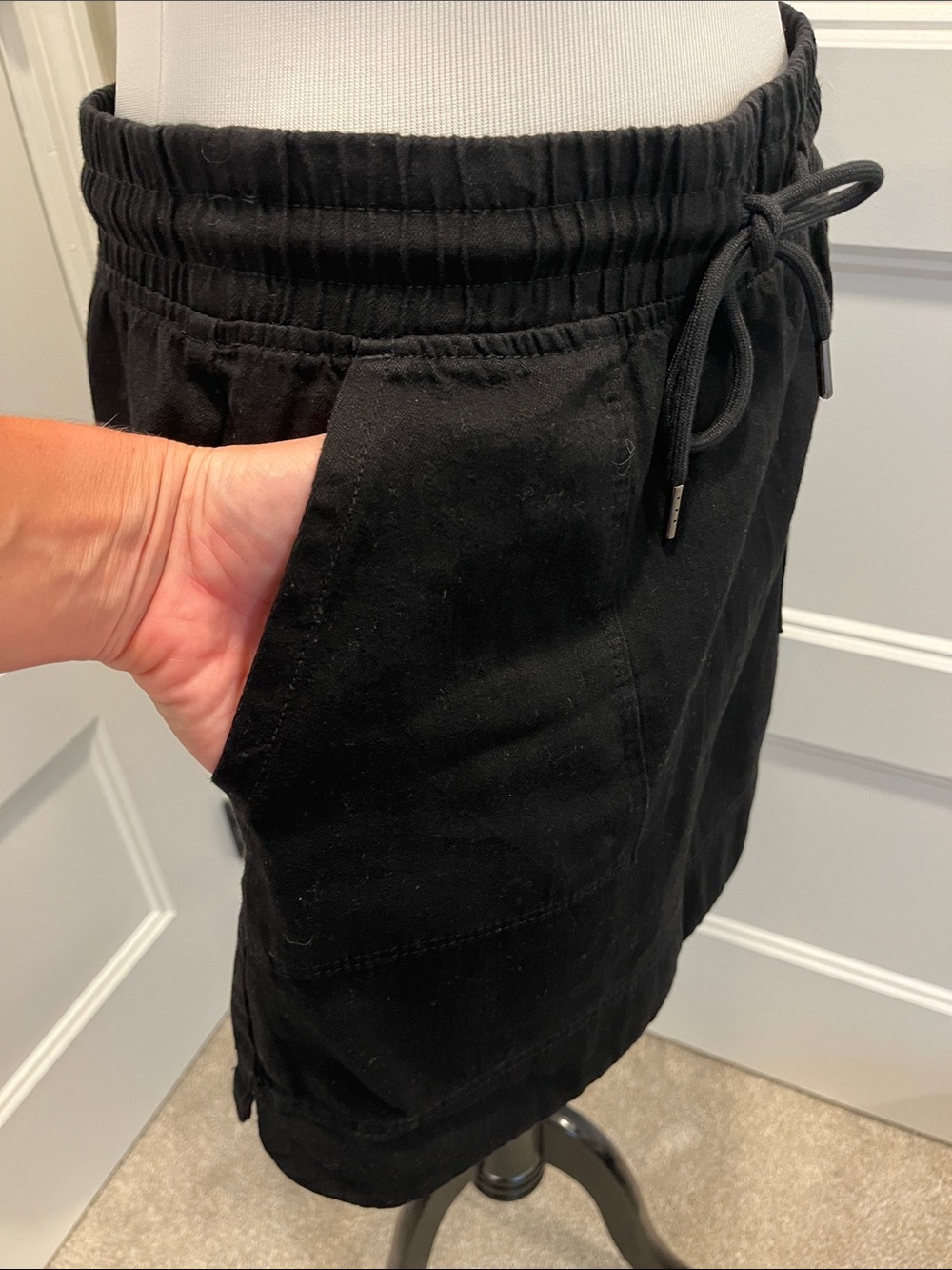 Black Drawstring Cotton Skirt - Women size Xs - Picture 2 of 5